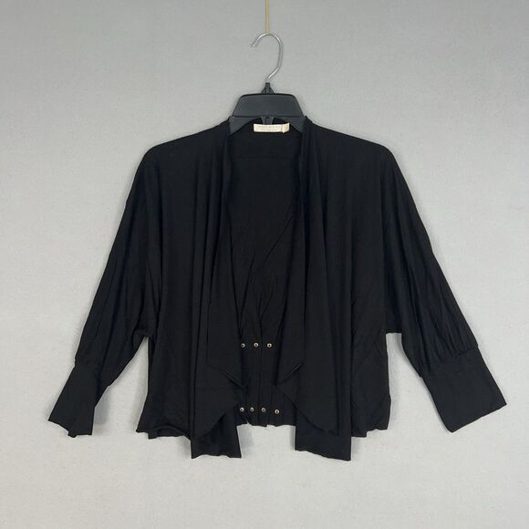 Testimony Los Angeles Cardigan Womens Small Black Drape Open Studded Jacket Y2K - Picture 1 of 12